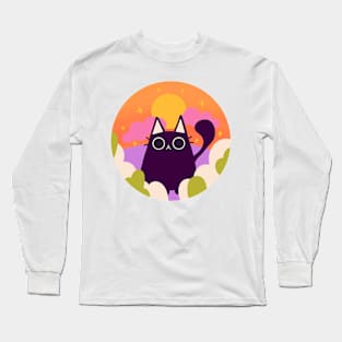 Cute halloween colorful cat design Long Sleeve T-Shirt